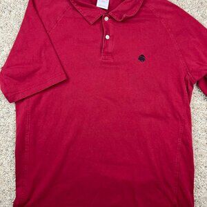 Brooks Brothers 346 Polo Shirt Men Large Red Short Sleeve Golf With Logo Cotton